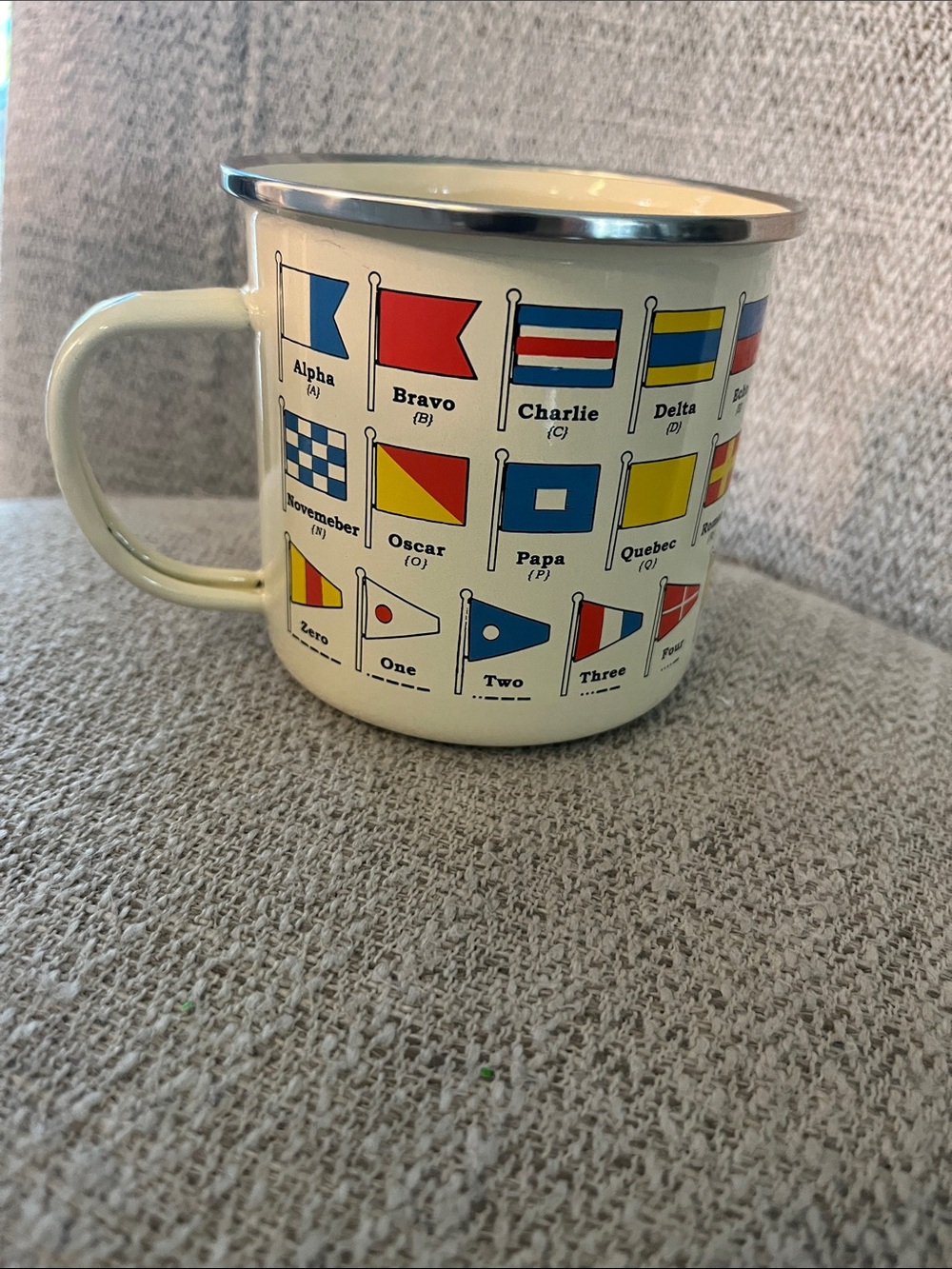 Nautical flag enamel coffee drink cup Gift Republic NEW costal sailing boating
